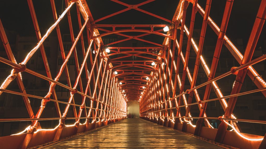 Girona christmas lights photography. eiffel bridge by aniolvisuals