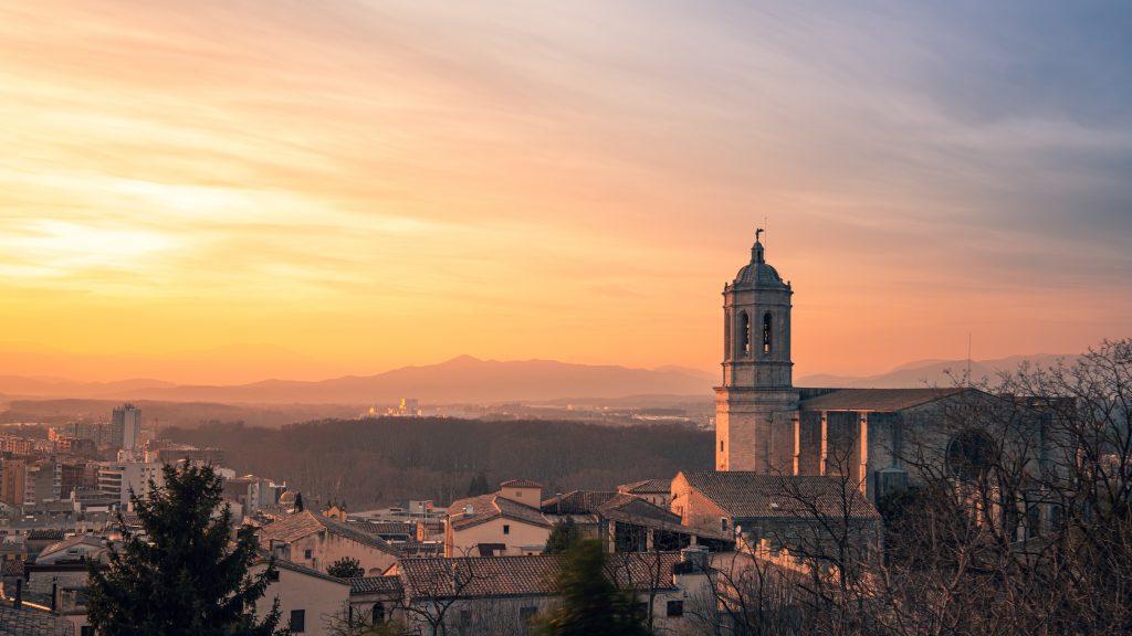 Girona city walls viewpoint cathedral