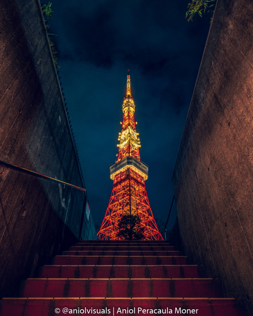 Tokyo tower parking entrance at night by aniolvisuals