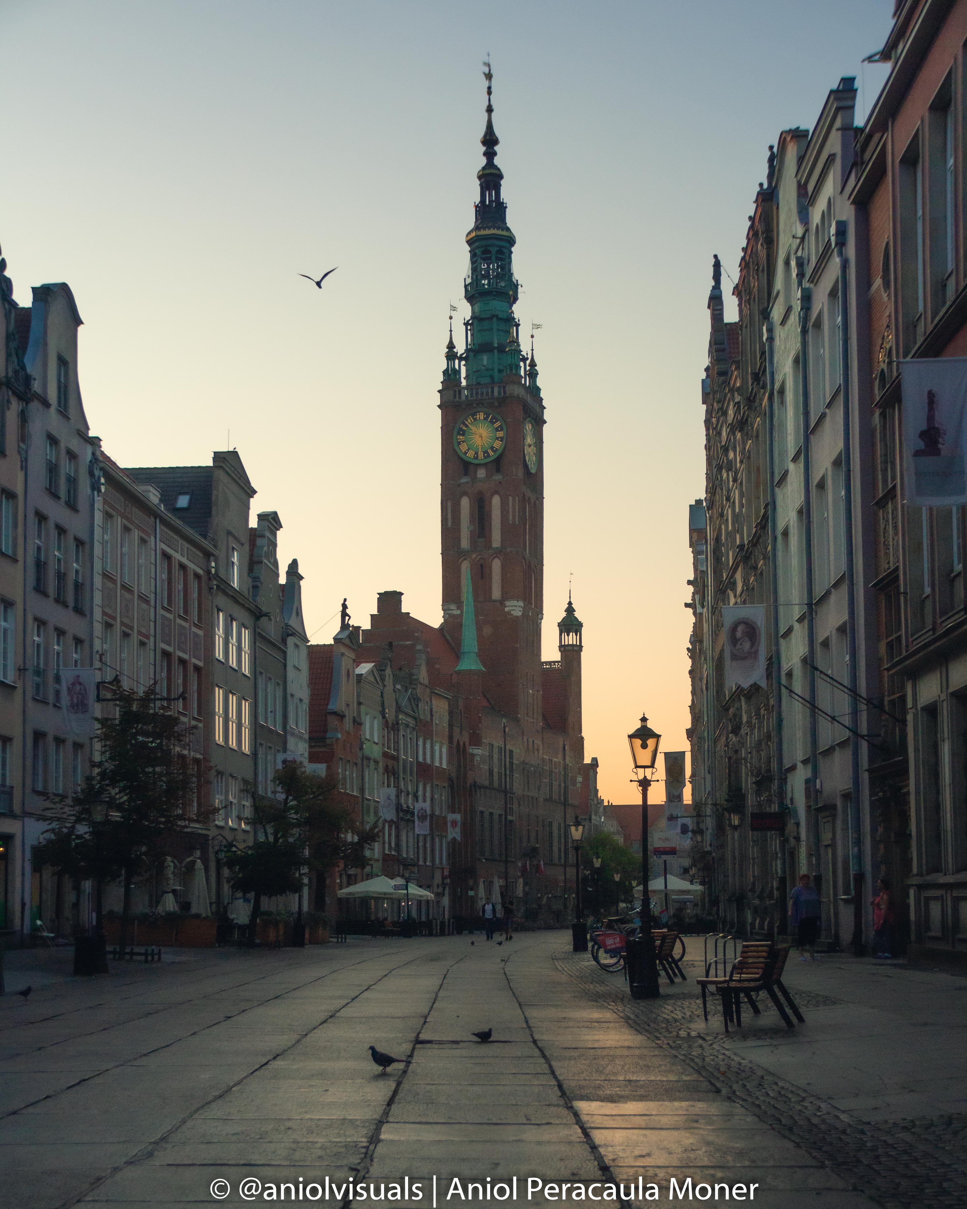 Gdansk sunrise main street by aniolvisuals