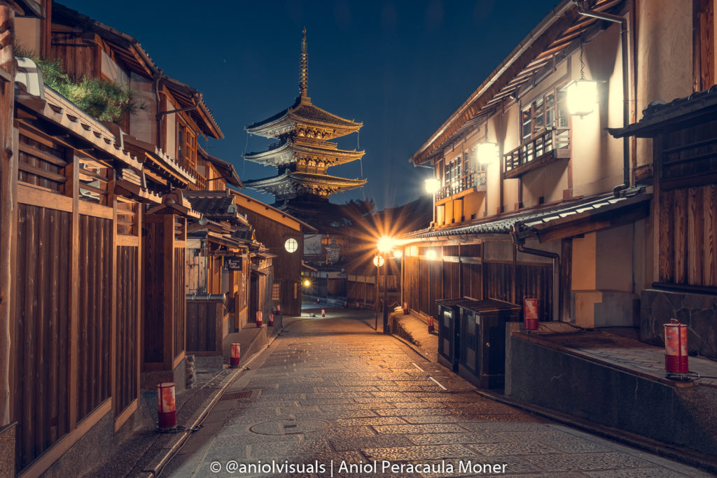 Blue hour sunset Kyoto pagoda by aniolvisuals