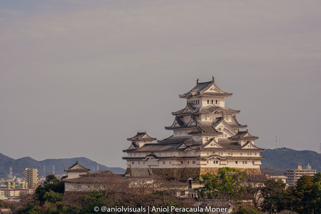 Himeji castle from Otokoyama Haisuiike park by aniolvisuals