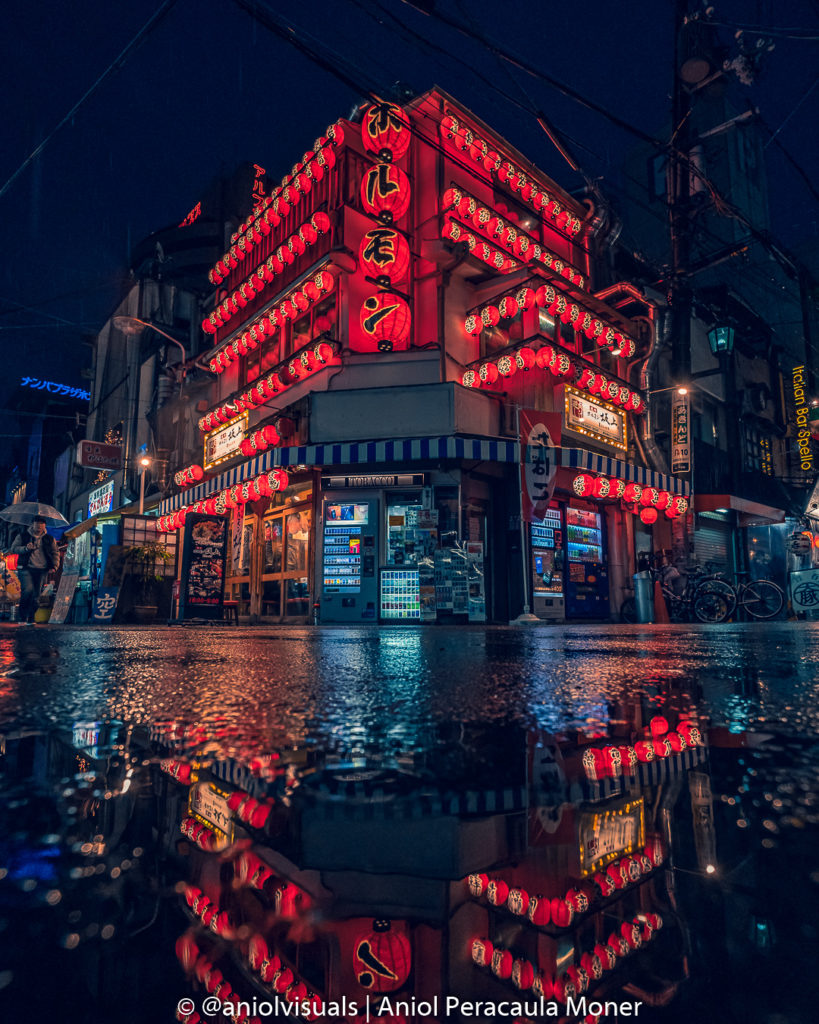 Osaka Dotonbori streets night reflection photography by aniolvisuals