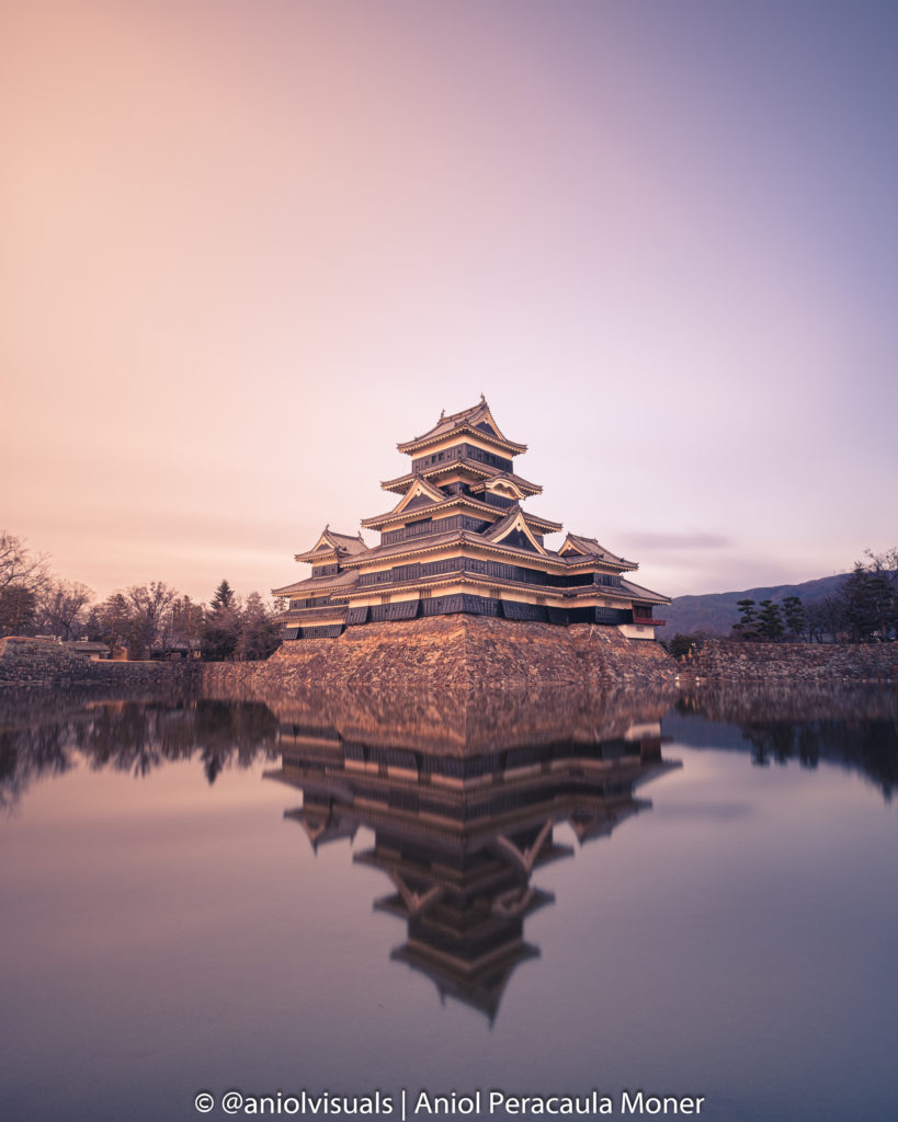 Matsumoto castle sunset reflection