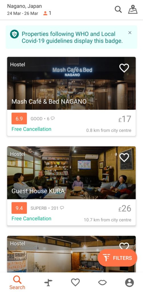 Hostelworld for Japan travel apps