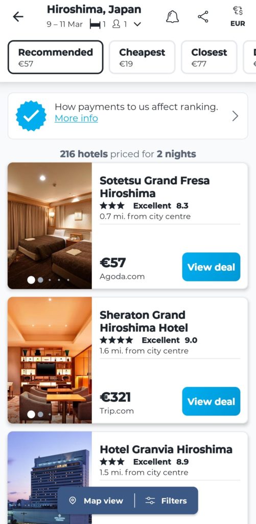 Japan hotelscombined apps
