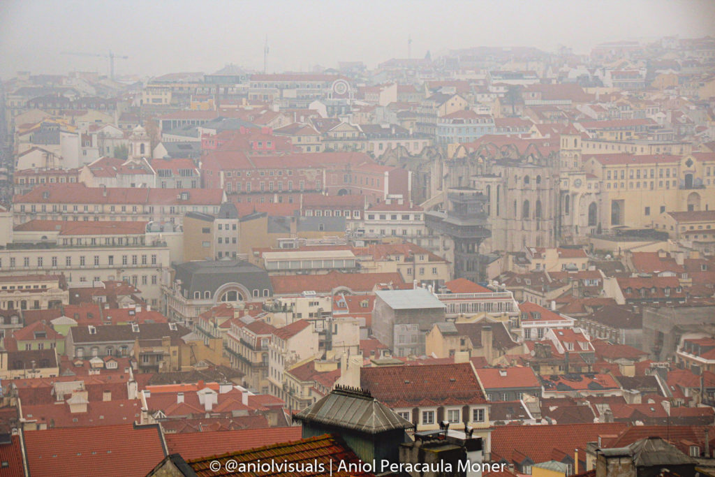 San Jorge view lisbon foggy day