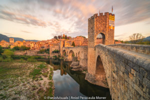 besalu bridge view sunrise
