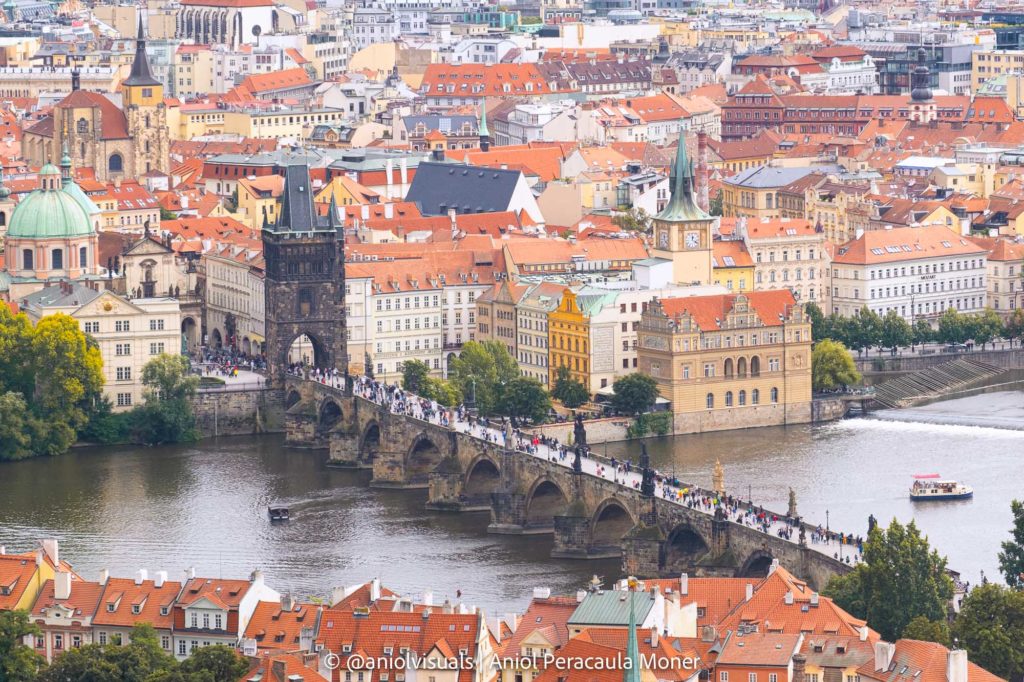 Prague charles bridge from prague castle